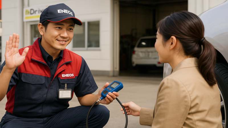 2.エネオスで空気圧を頼む具体的な方法