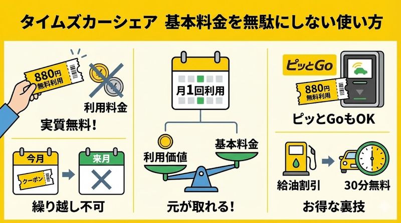 2.タイムズカーシェアで基本料金を無駄にしない使い方