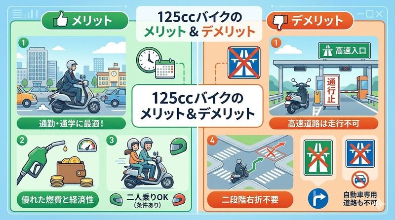 2. 125ccバイクのメリットとデメリット