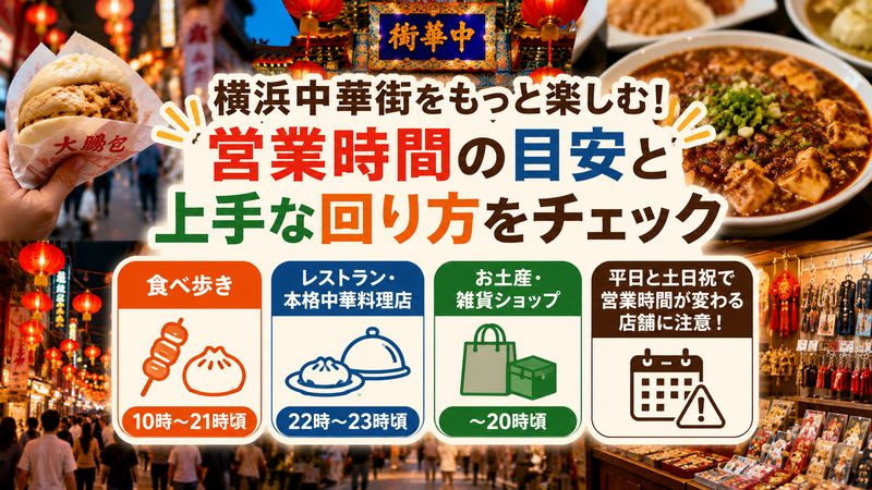 1.横浜中華街は何時まで？食べ歩き・レストラン・お土産店の営業時間まとめ