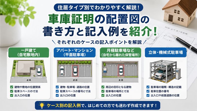 3.【住居タイプ別】車庫証明の配置図の書き方と記入例