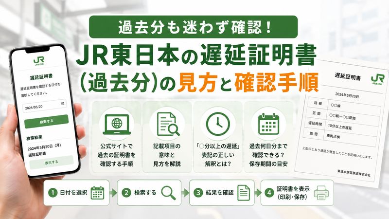 2. JR東日本の遅延証明書（過去分）の見方と確認手順